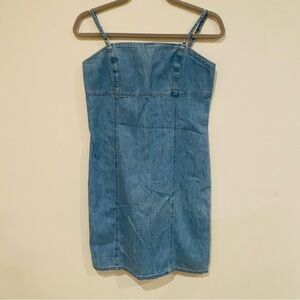 VINTAGE 90’S Y2K JONES JEANS SPAGHETTI STRAP 100% COTTON MINI DENIM DRESS SIZE 8